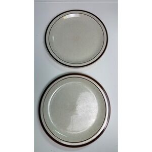 Rego China C762-21 Dinner Plates Set of 2 Cream Brown Band Speckled 10.25 in